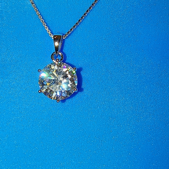 Moissanite Jewelry - Stunning Silver Crystal Pendant Necklace